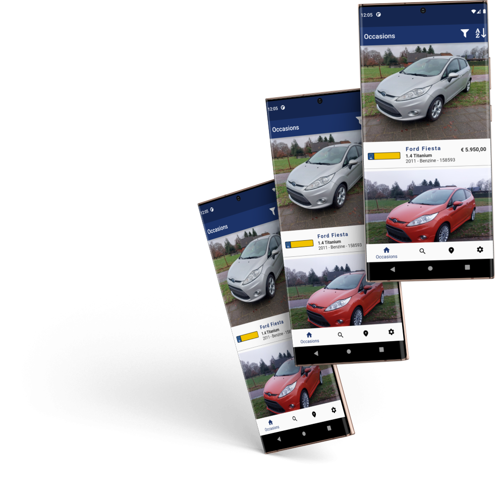 Voertuigen app met afbeeldingen van voertuigen